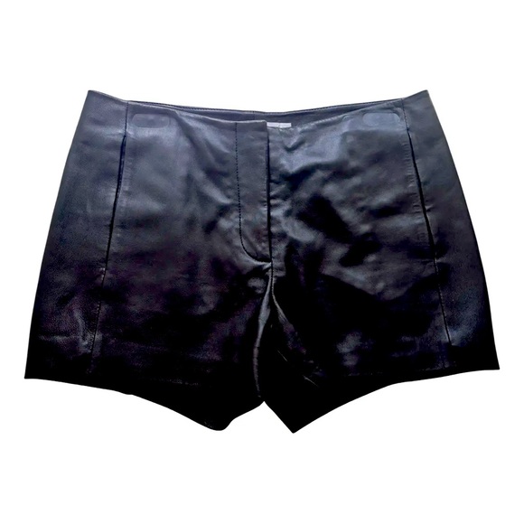 T by Alexander Wang Black Lambskin Leather Mini Shorts Size: Small - Picture 1 of 3